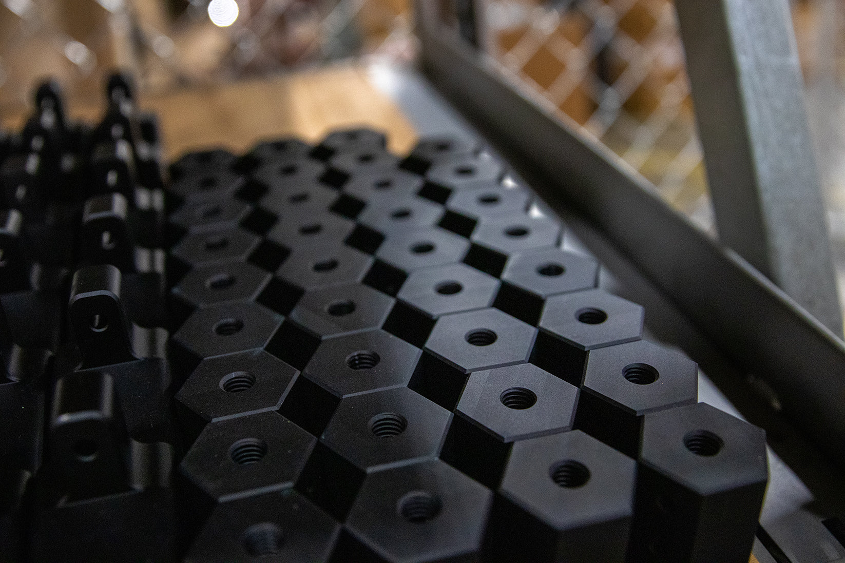 metal nuts in a tray