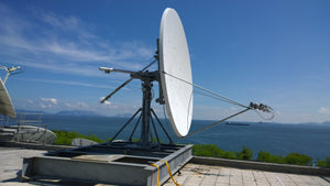 Satellite antenna mounted on a roof